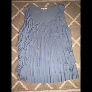 Dusty blue blouse with ruffles